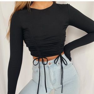 TigerMist Ruched Long Sleeve Crop